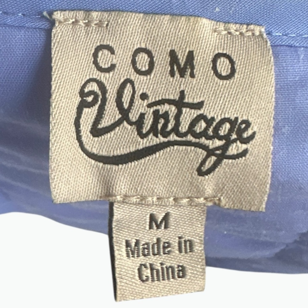 Como Vintage Quilted Button-Up Jacket – Blue & White – Women’s Size Medium - Picture 7 of 7